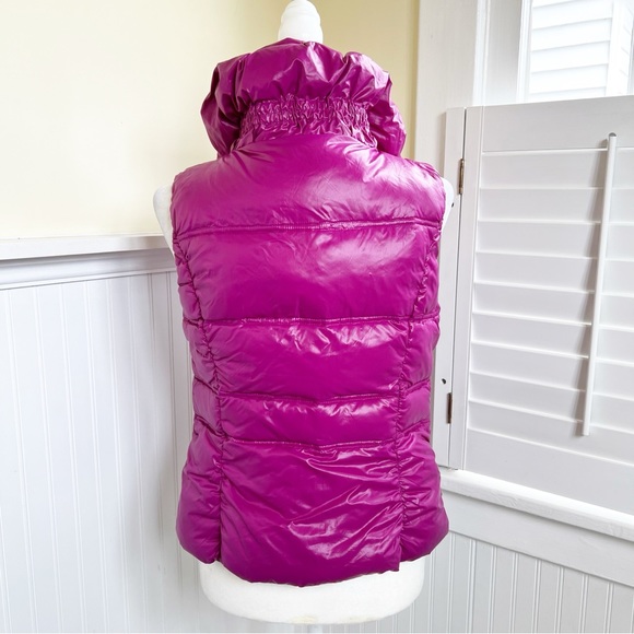 Coatology New York Shiny Magenta Contrast Full Zip Packable Down Puffer Vest - Picture 2 of 7